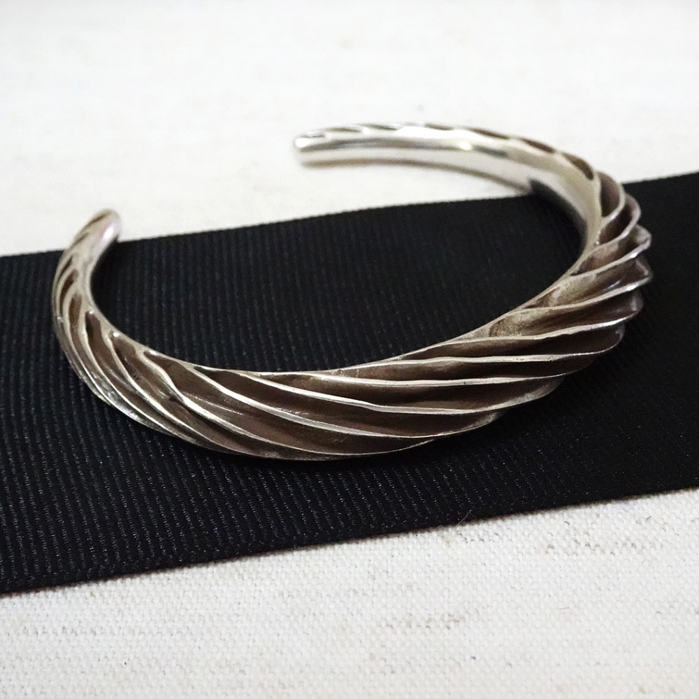Modern Silver Cuff, twisted metal, chic, stackable, NWT